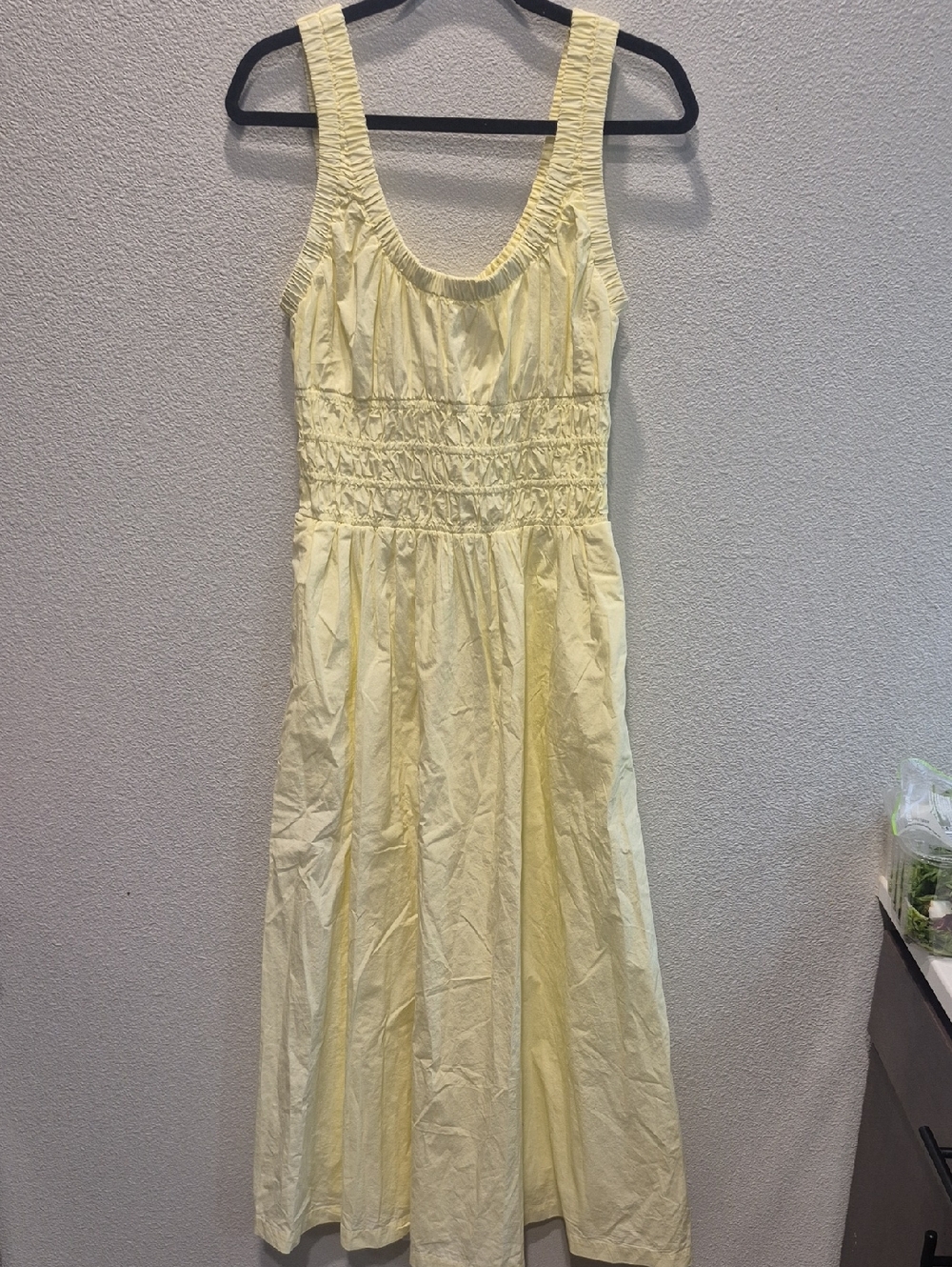 LOFT Pale Yellow Smocked Waist Maxi Dress